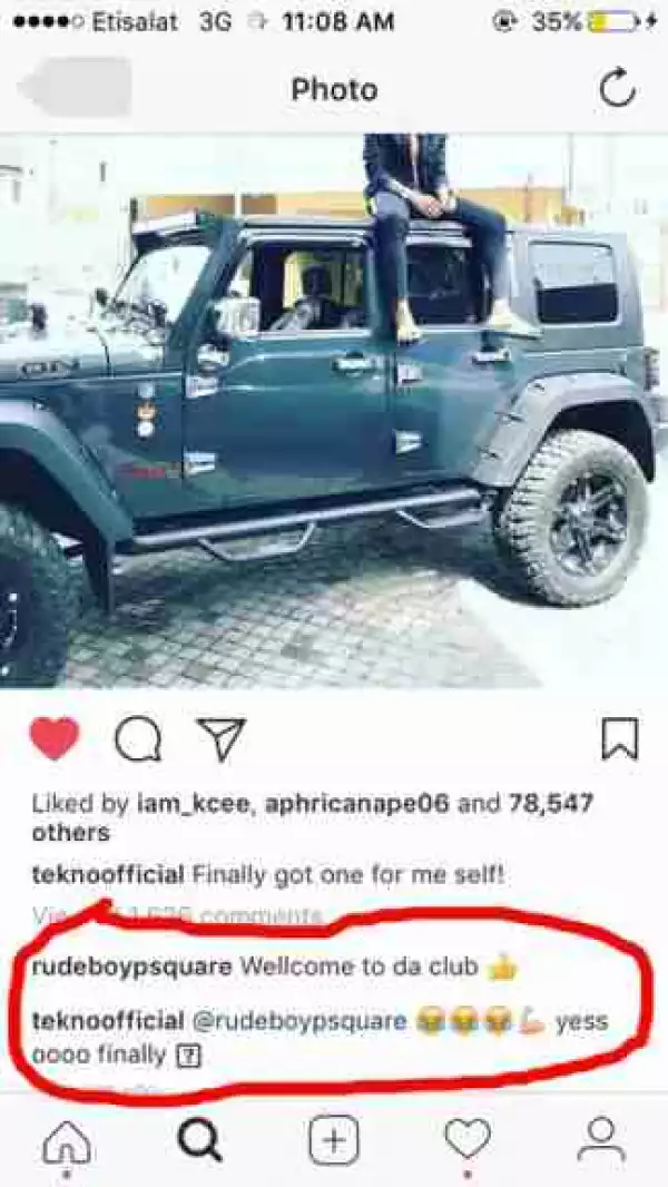Paul Okoye Welcomes Tekno To "Da Club" As He Buys New Jeep (Pics)